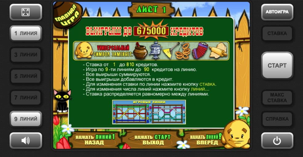 Игровой автомат Колобок - символы Символы автомата Колобок